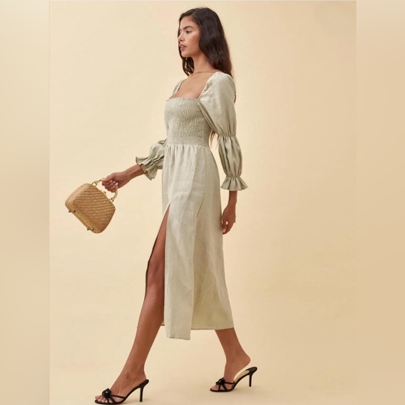 Reformation Dresses & Skirts - REFORMATION Hyland Linen Dress in Dried Herbs | Size M | Sold Out Blogger Fav!
